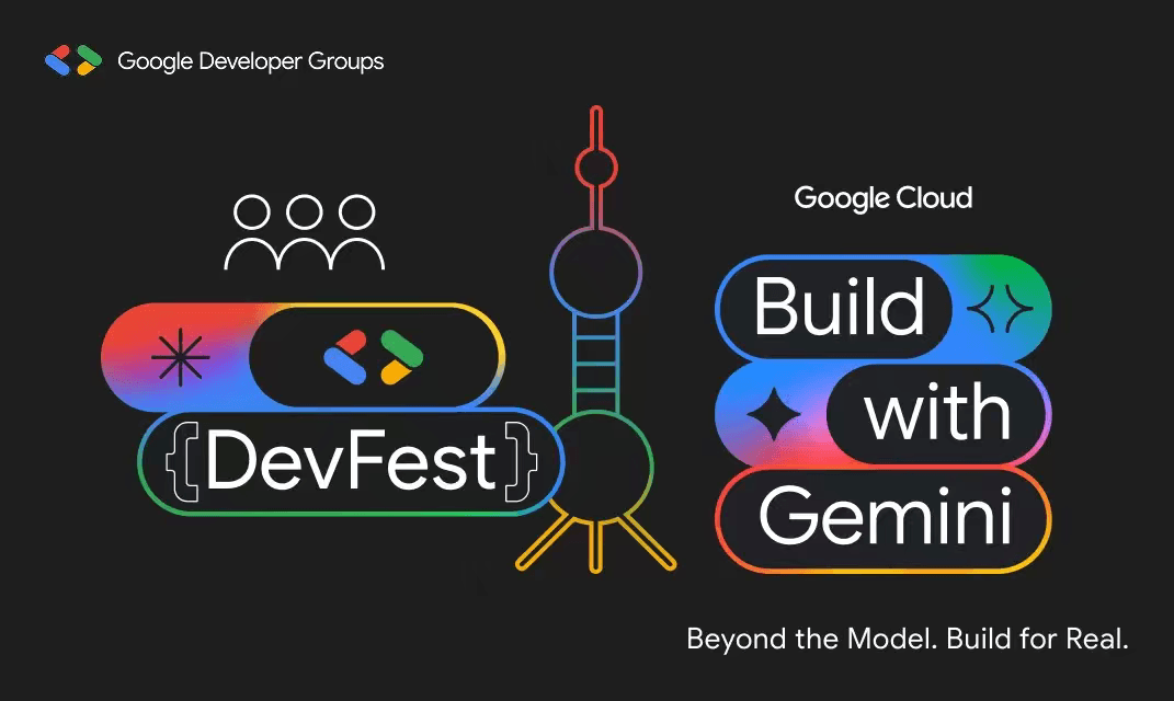 DevFest 上海 2026 大会主题视觉:东方明珠与 Beyond the Model. Build for Real.